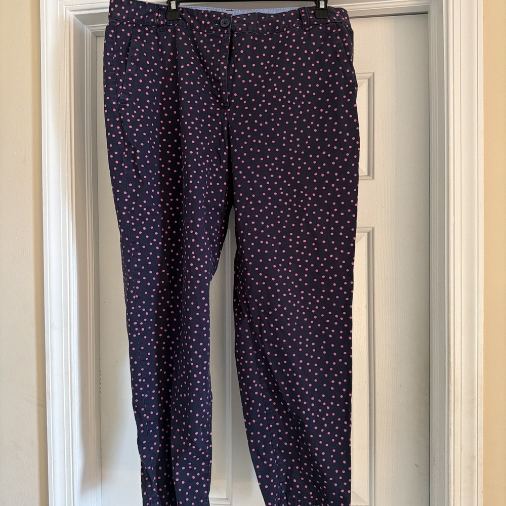 Talbots Blue And Pink Polka Dot Chino Summer Pants 12